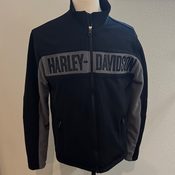 Harley-Davidson Men's Black and Gray Windbreaker Jacket - Picture 1 of 8